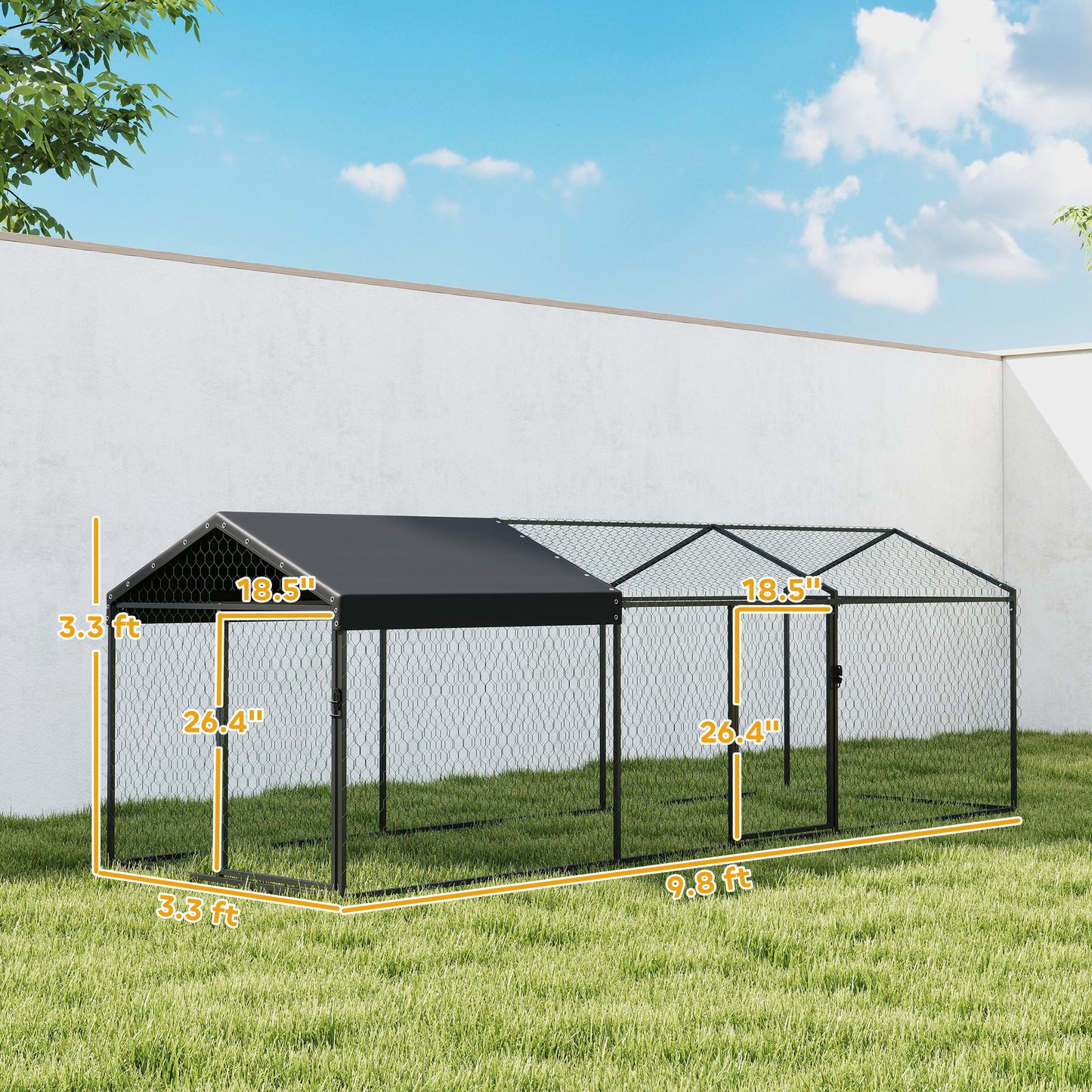 Large Metal Chicken Coop with Waterproof Cover for Poultry and Rabbits, Outdoor Cage