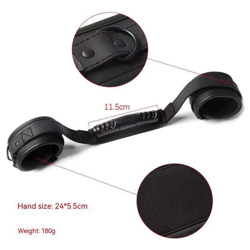 Black Leather Handcuffs for Bondage Training, Adult Wellness Toy