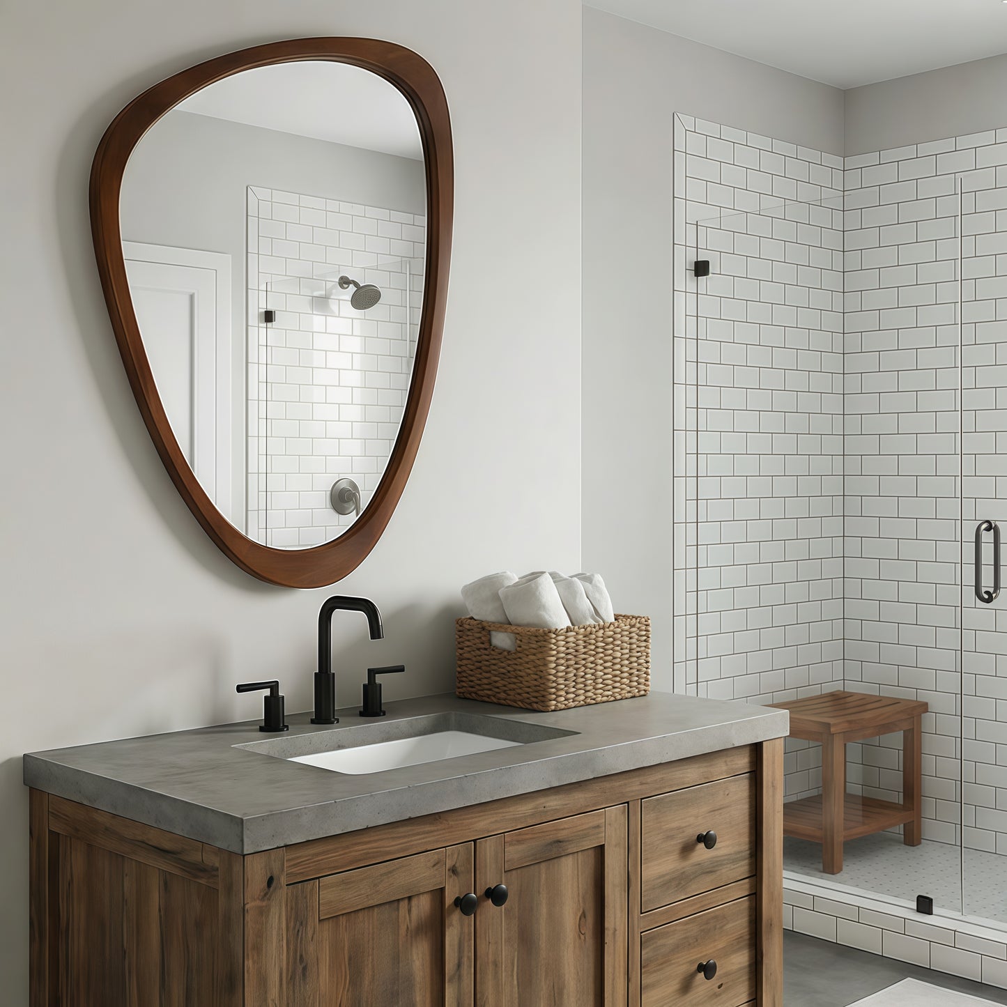 20x30 Irregular Solid Wood Frame Decorative Mirror - Black Walnut