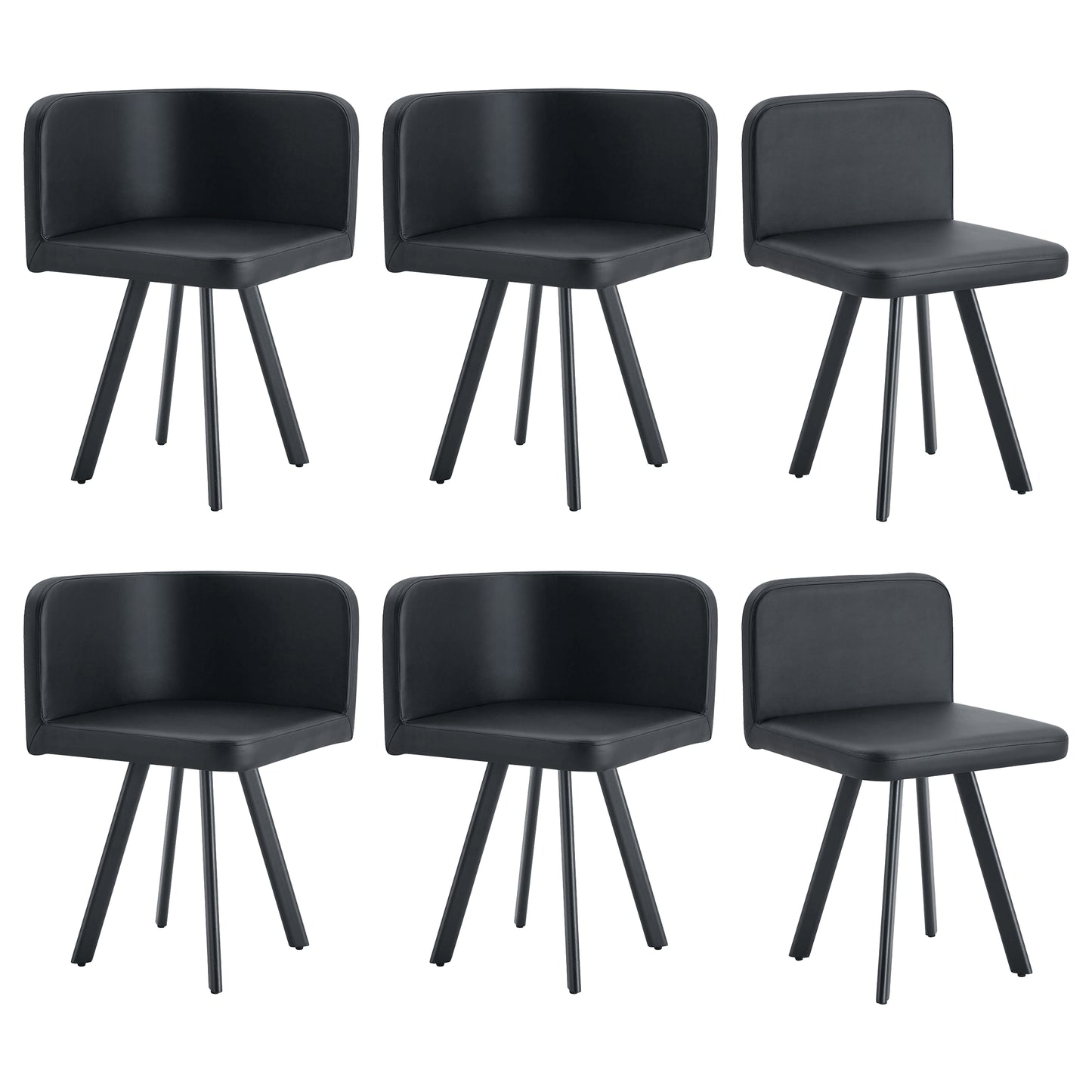 Stylish Black PU Dining Chair Set of 4 - Modern Design