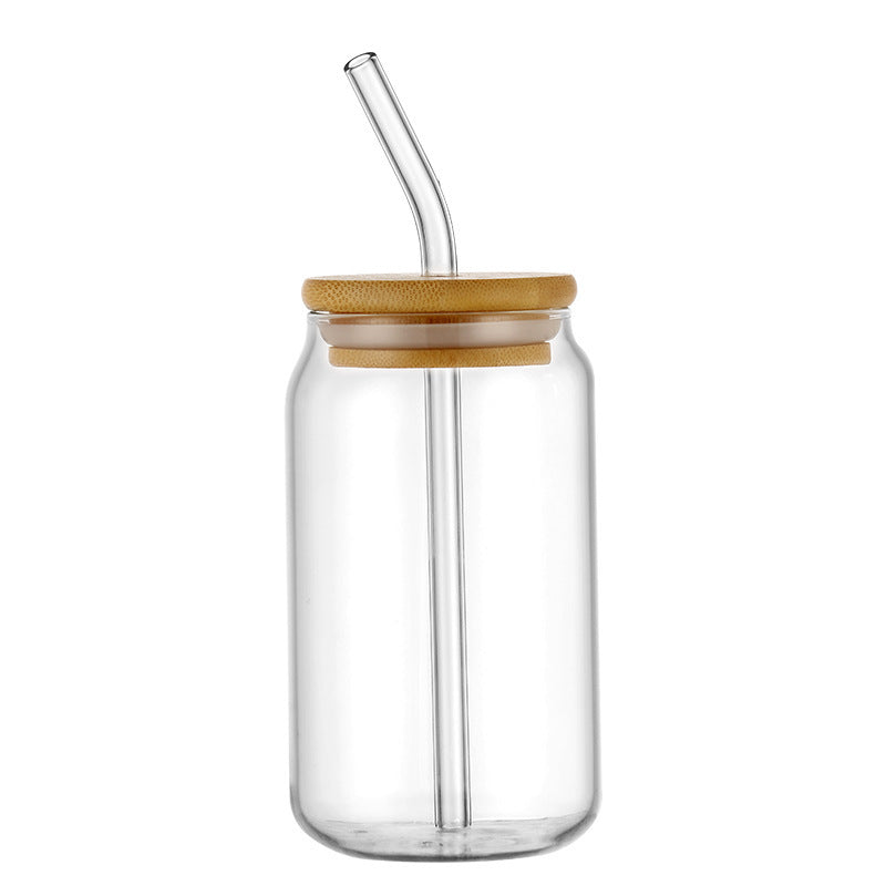 Transparent Borosilicate Glass Cup with Lid & Straw - Modern Drinkware