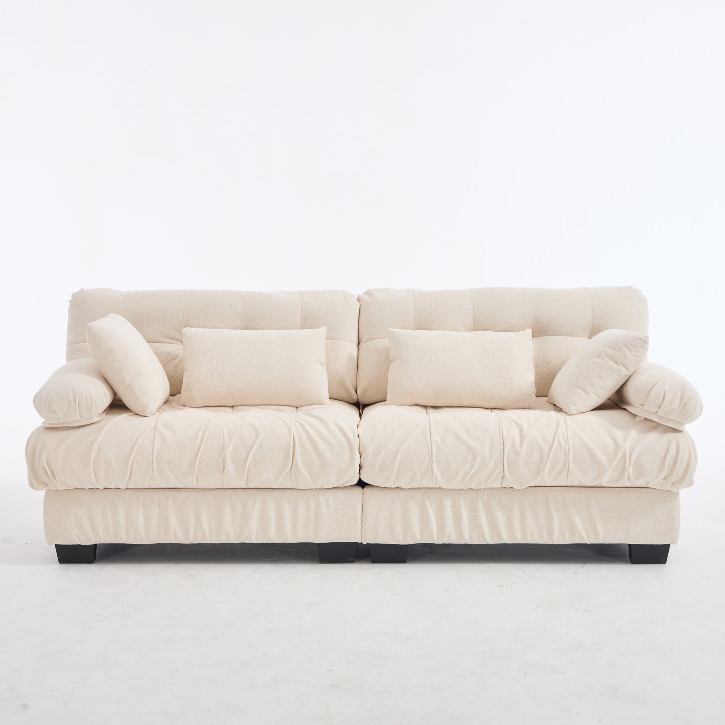 Cloud Couch Modular Sectional Sofa - Beige Loveseat with Pillows