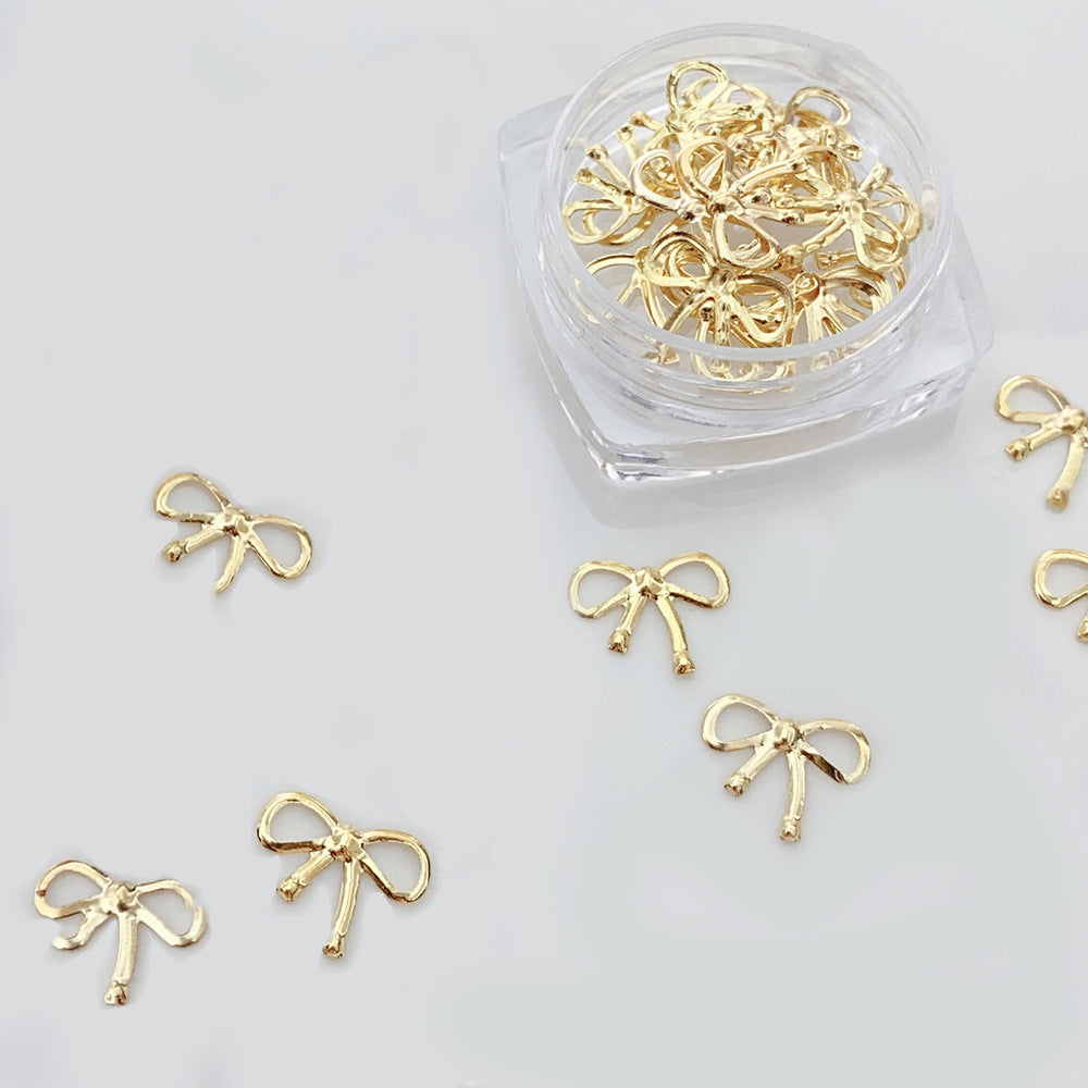 Luxury Alloy Bow Nail Art Decorations Set - Gold & Silver Nail Accessories