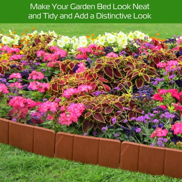 Plastic Lawn Edging 20-Piece Interlocking Garden Border for Flower Beds & Walkways
