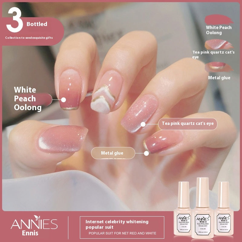 Three-Color Gel Nail Polish Set for Manicure - Nude, Purple, Orange