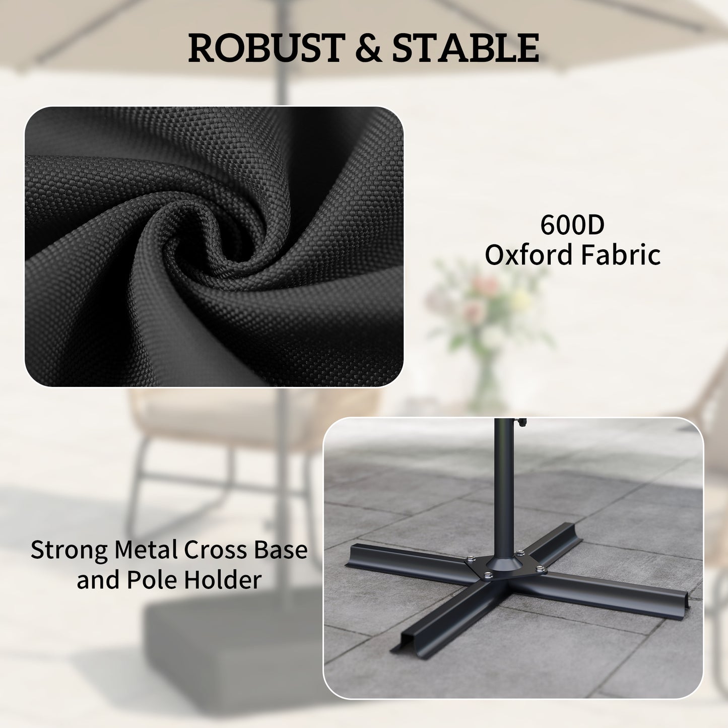 Heavy Duty Sand-Filled Umbrella Base - 176 lbs for Cantilever Umbrellas