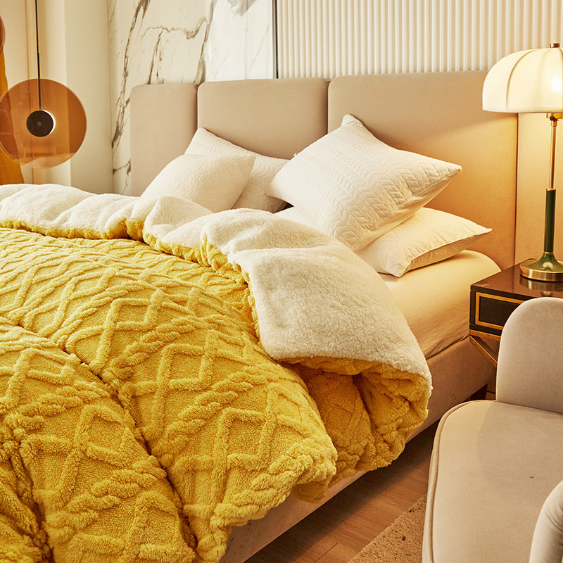 Thickened Double-Layer Lambswool Blanket for Sofa Bed and Office