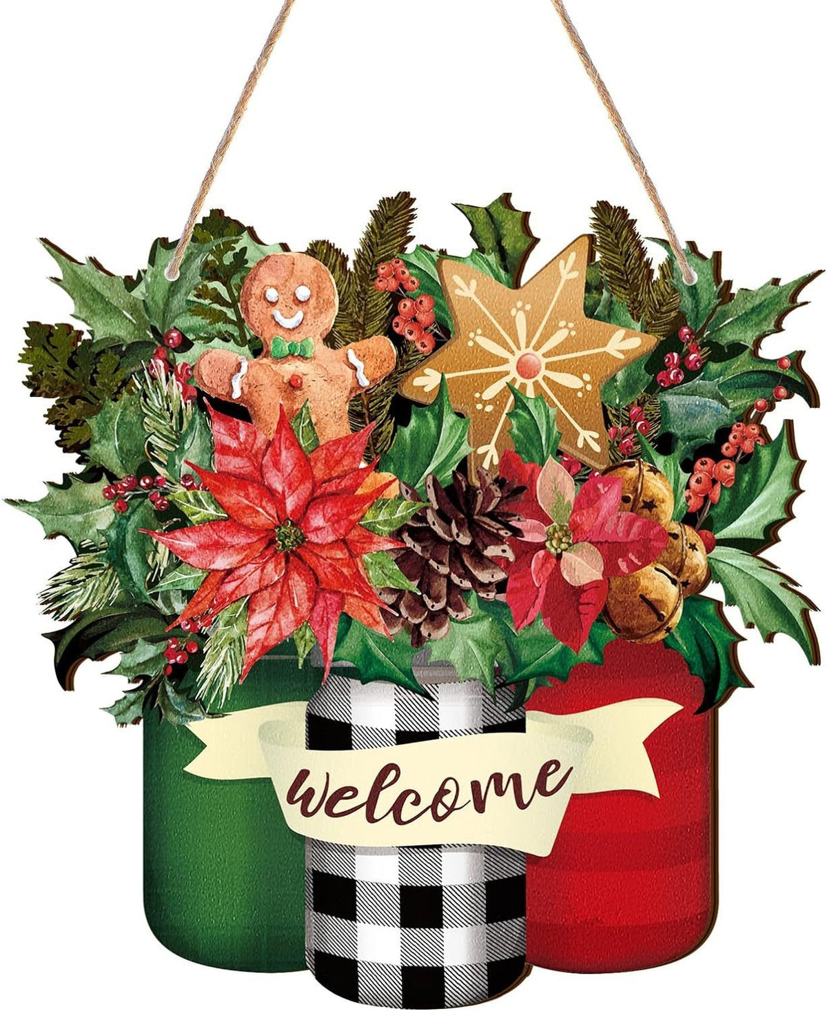 Easter Welcome Sign Wooden Flower & Wood Decoration - Festive Home Decor