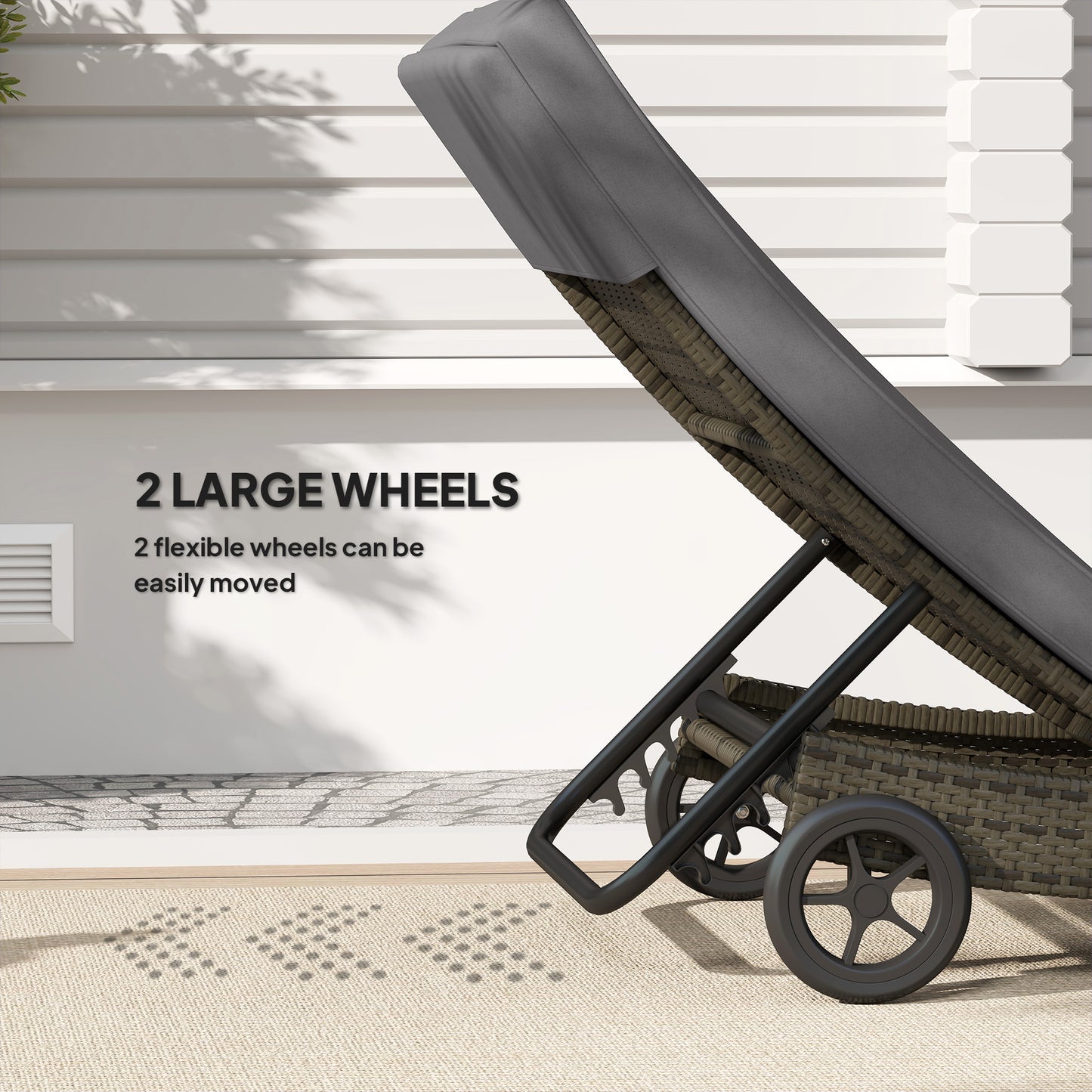 Outdoor Chaise Lounge Chair with Adjustable Backrest - Gray