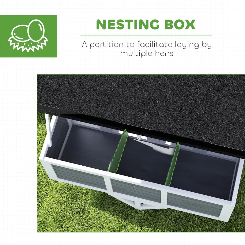 Chicken Coop with Wheels and Nesting Box for 2-4 Hens - Gray