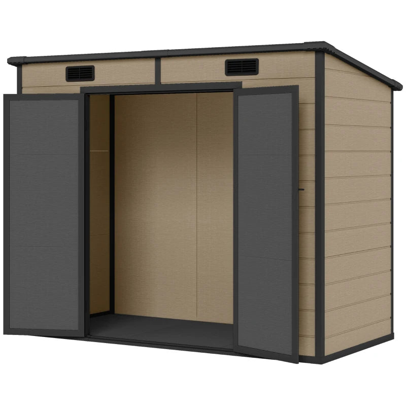 8' x 4' Plastic Outdoor Storage Shed with Floor, Window, Lockable Doors