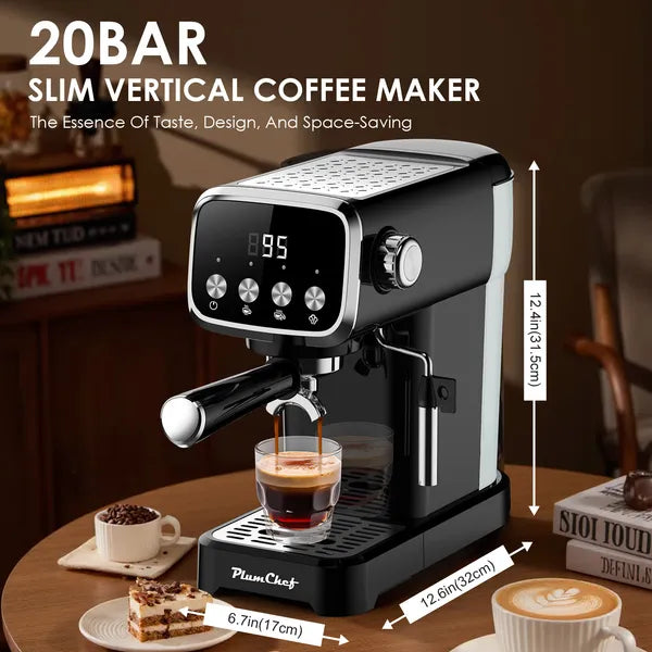 20 Bar Slim Vertical Espresso Machine with Milk Frother & Cup Warmer