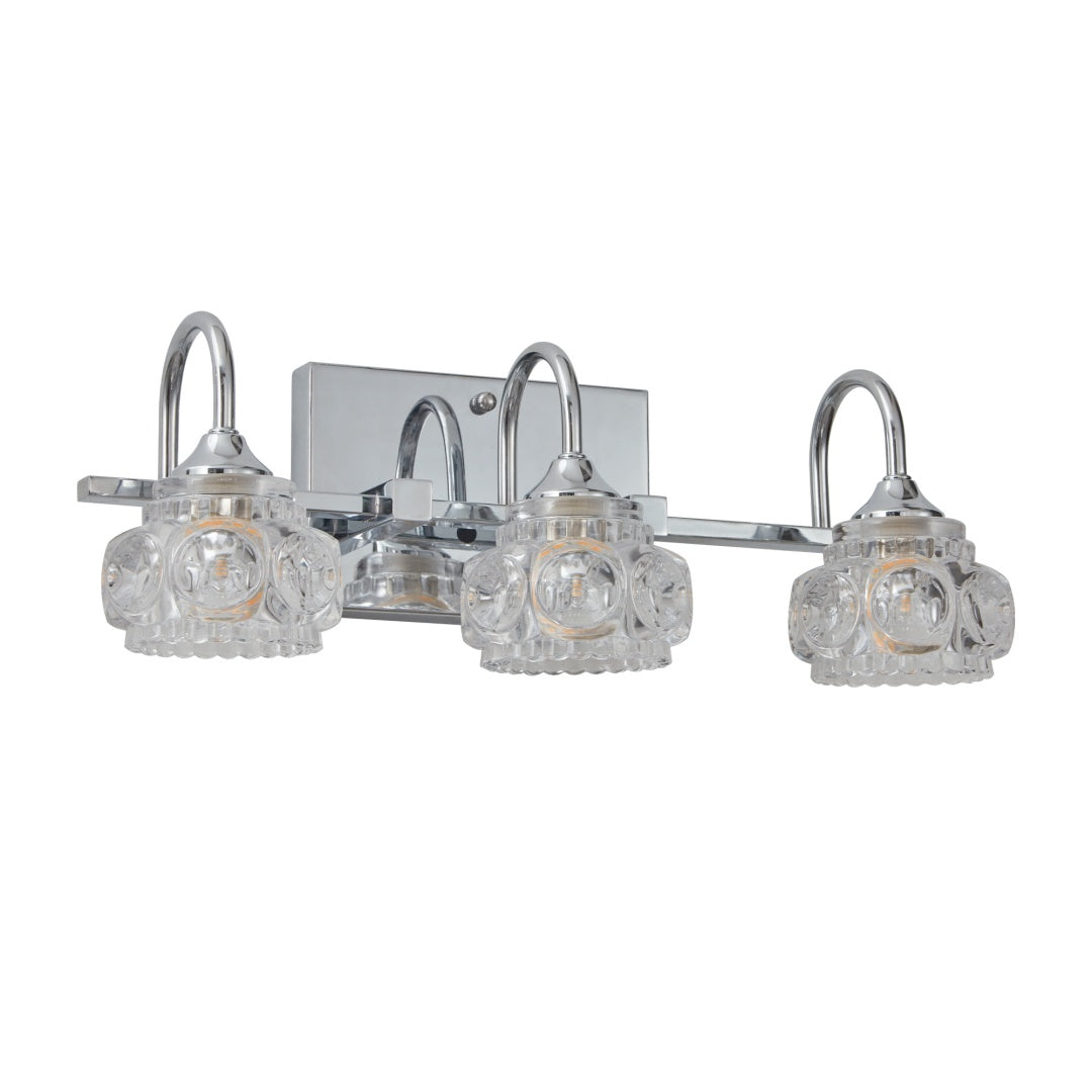 Vintage Crystal Vanity Light - 3-Light Bathroom Fixture in Nickel Finish