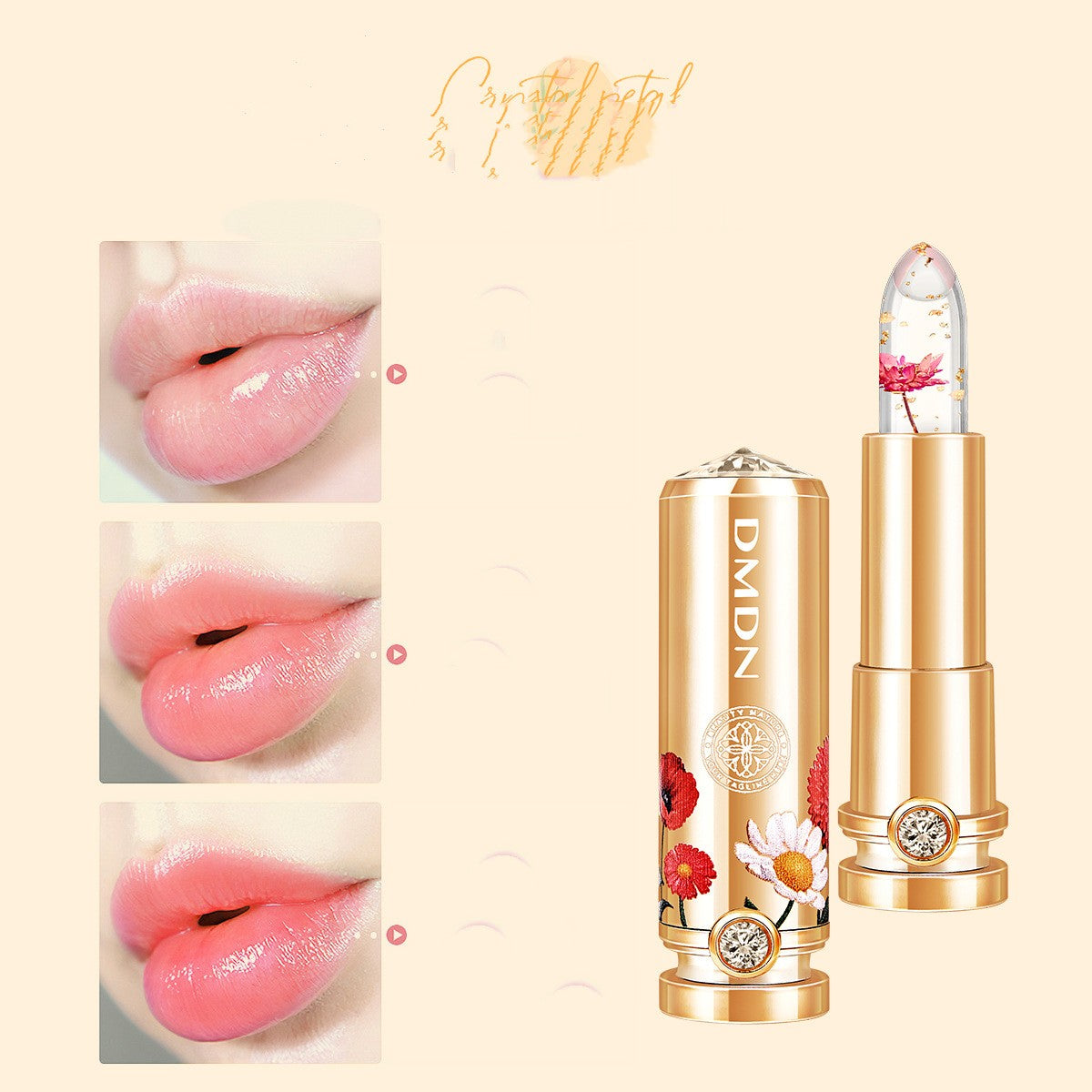 Temperature Change Lipstick with Gold Foil Effects - Moisturizing & Long-Lasting
