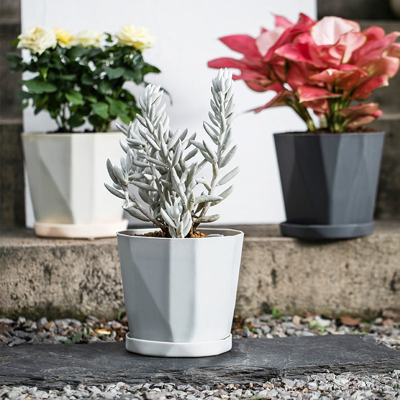 Creative Wooden Plant Pot with Resin Finish - Green Succulent Flower Container