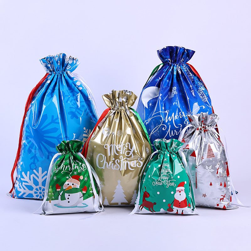 Festive Aluminum Foil Gift Bags for Christmas & New Year Party Packaging