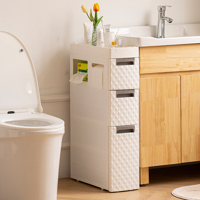 Plastic Multi-Layer Corner Toilet Storage Shelf Bathroom Organizer with Wheels
