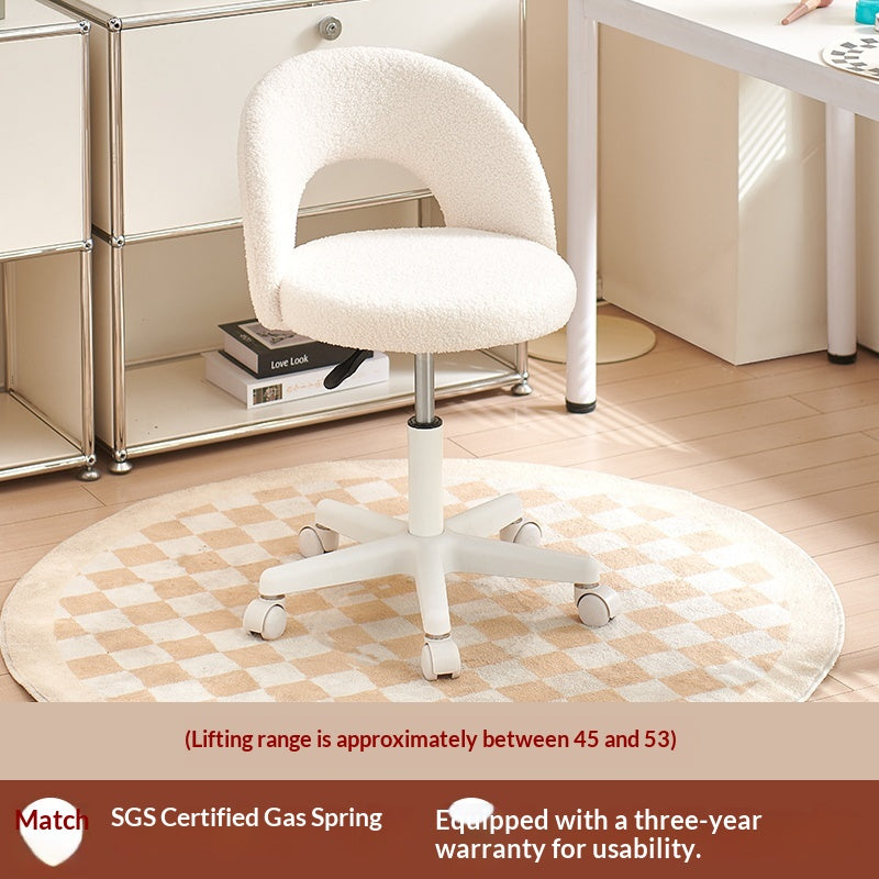Fleece-Lined Computer Chair for Girls' Bedrooms - Multiple Colors