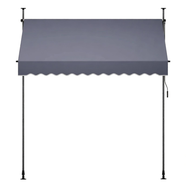 78-Inch Manual Retractable Patio Awning with Adjustable Height & Canopy