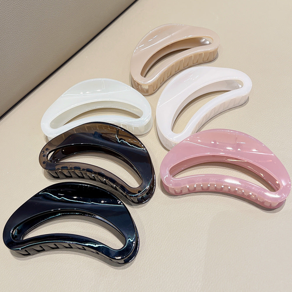 Large Hollow Jelly Crescent Hair Barrettes - Colorful Hair Accessories
