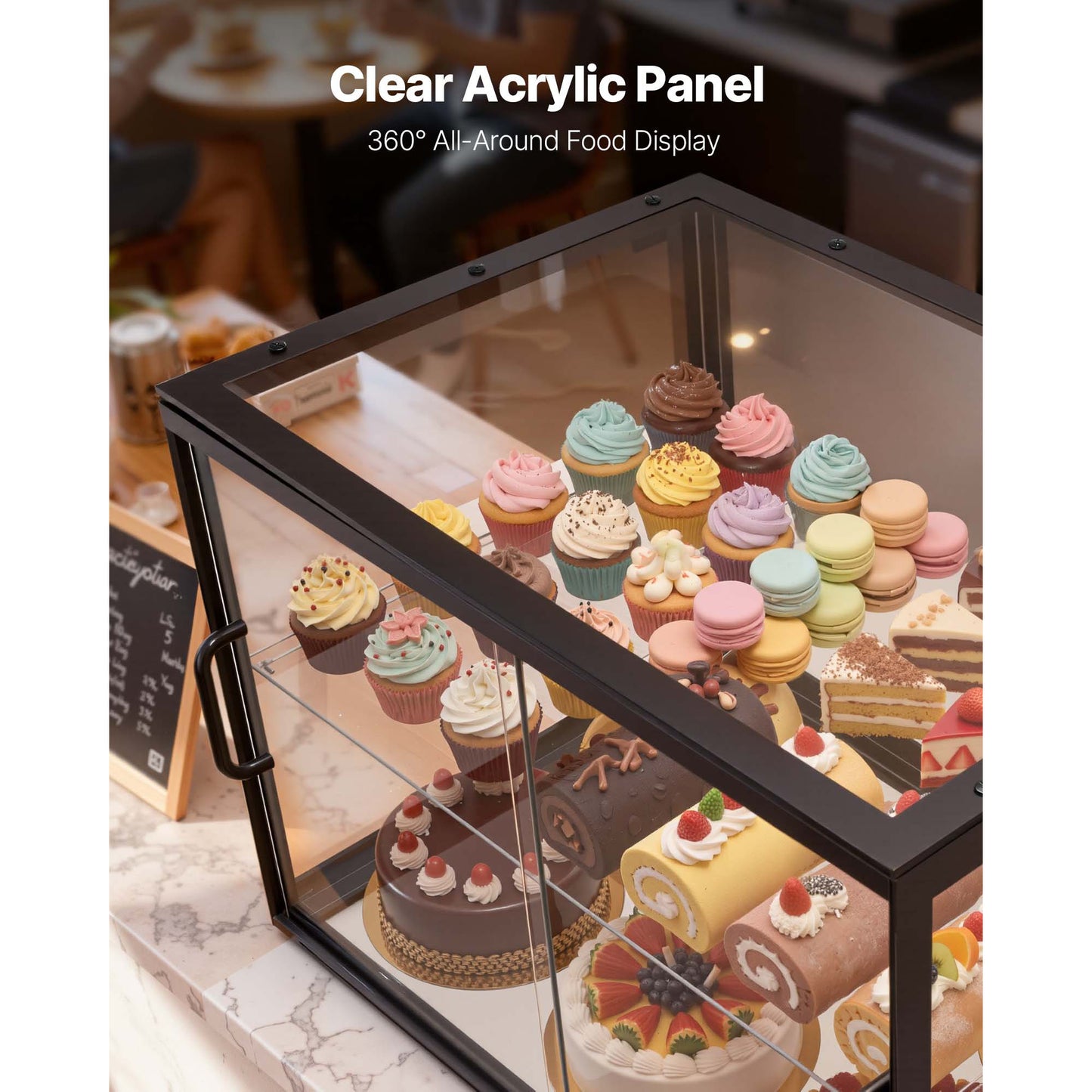 2-Tier Acrylic Bakery Display Case for Pastries & Desserts - Clear Countertop Food Organizer