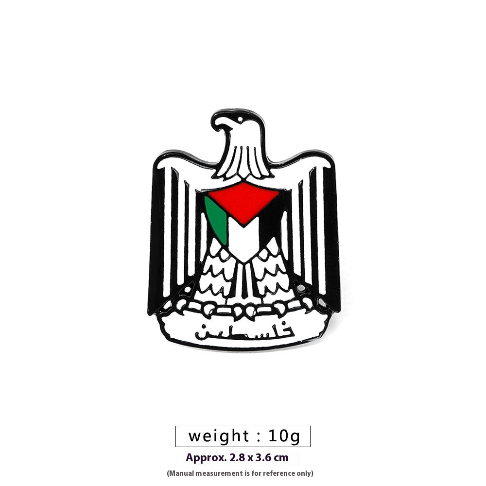 Free Palestine Flag Brooch Pin - Gold & Black Badge for Clothes & Accessories