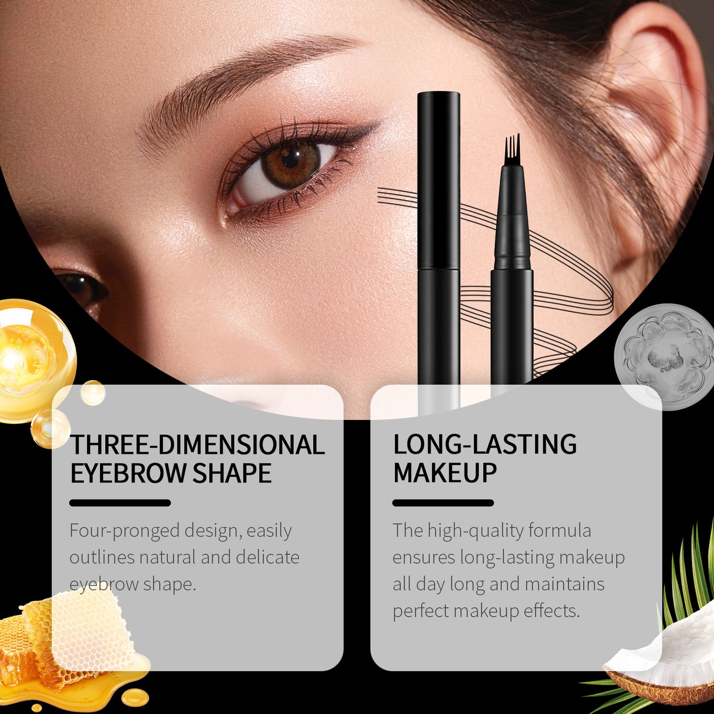 Waterproof Micro-Fork Eyebrow Pencil - Sweat-Proof Makeup Tool, 1ml Black & Brown