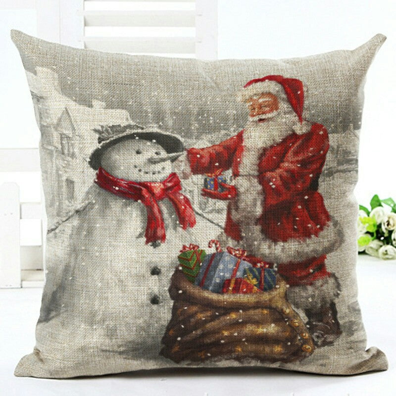 Christmas Santa Claus Pillowcase Cushion Cover - Festive Home Decor 45x45cm