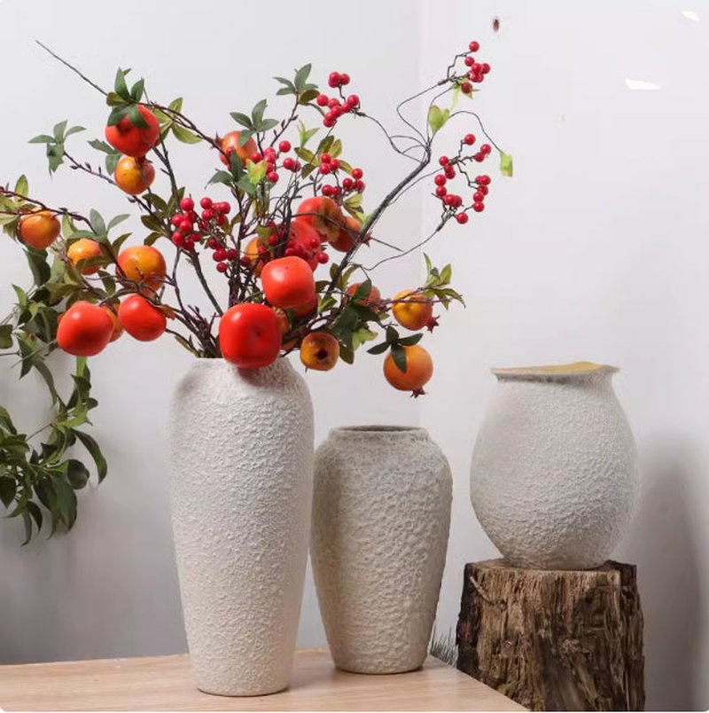White Ceramic Vase for Desktop Flower Arrangements - Multiple Sizes & Styles