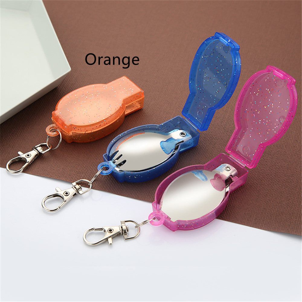 Stainless Steel Outdoor Folding Cutlery Set - Portable Spoon and Fork with Storage Box