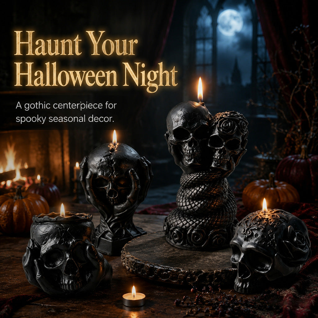 Halloween Skull Candle Set - Aromatherapy, Handmade, Multiple Styles