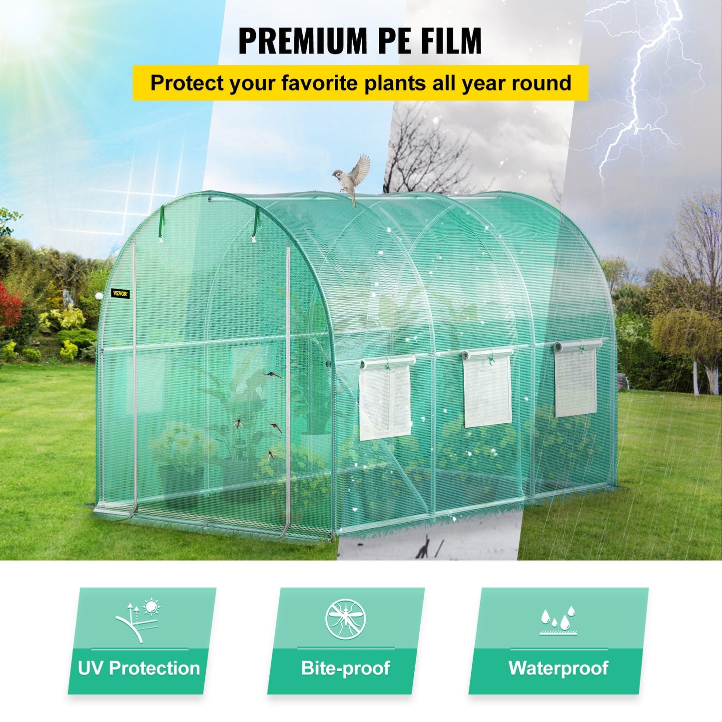Walk-In Tunnel Greenhouse 9.8x6.6ft Portable Plant Hot House with Galvanized Steel Frame