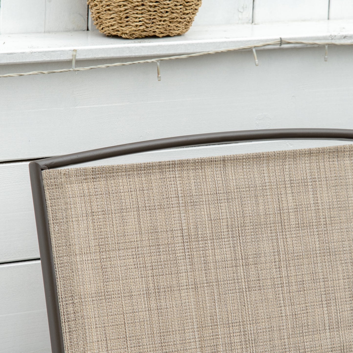 Two-Person Outdoor Glider Bench with Center Table - Brown