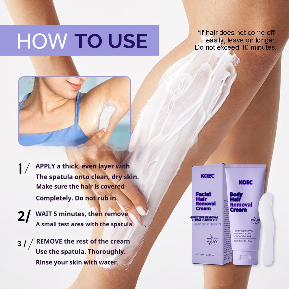 Gentle Body Hair Removal Cream with Scraper - Non-Irritating Skin Care