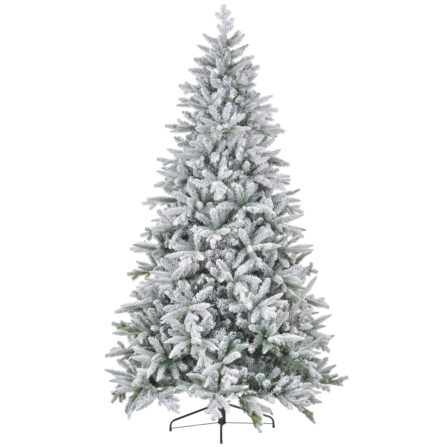 8ft Snow-Flocked Christmas Tree with Hinged Branches - Green