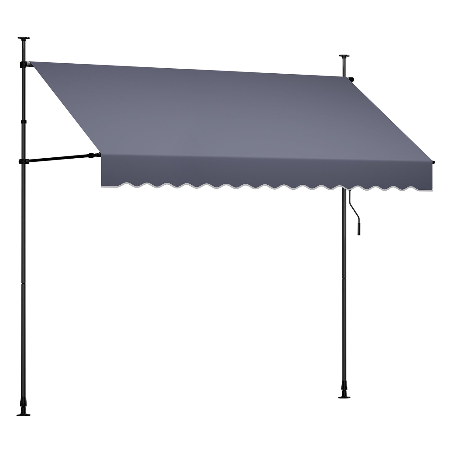 Manual Retractable Patio Awning Sunshade Shelter - 118 Inch Outdoor Canopy with Crank Handle, Adjustable for Garden & Balcony