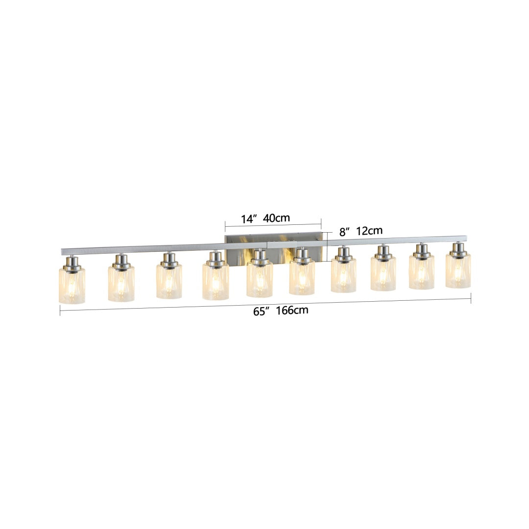 Brushed Nickel Bathroom Vanity Light Fixture with Clear Glass Shade