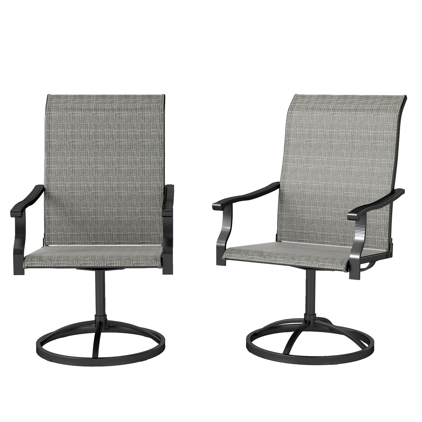 Outdoor Swivel Chairs Set of 2 - High Back Patio Seating, Gray
