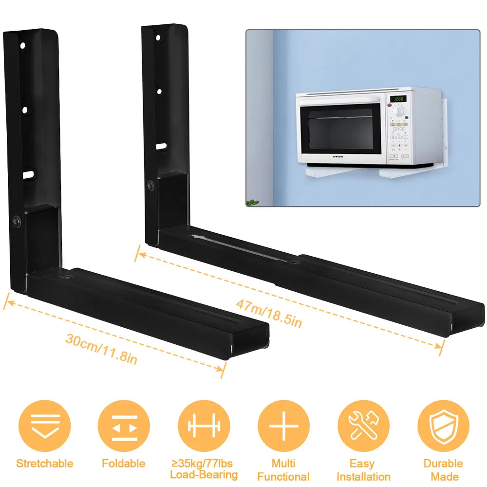 Heavy Duty Wall Microwave Bracket Adjustable Shelving Carbon Steel Mount
