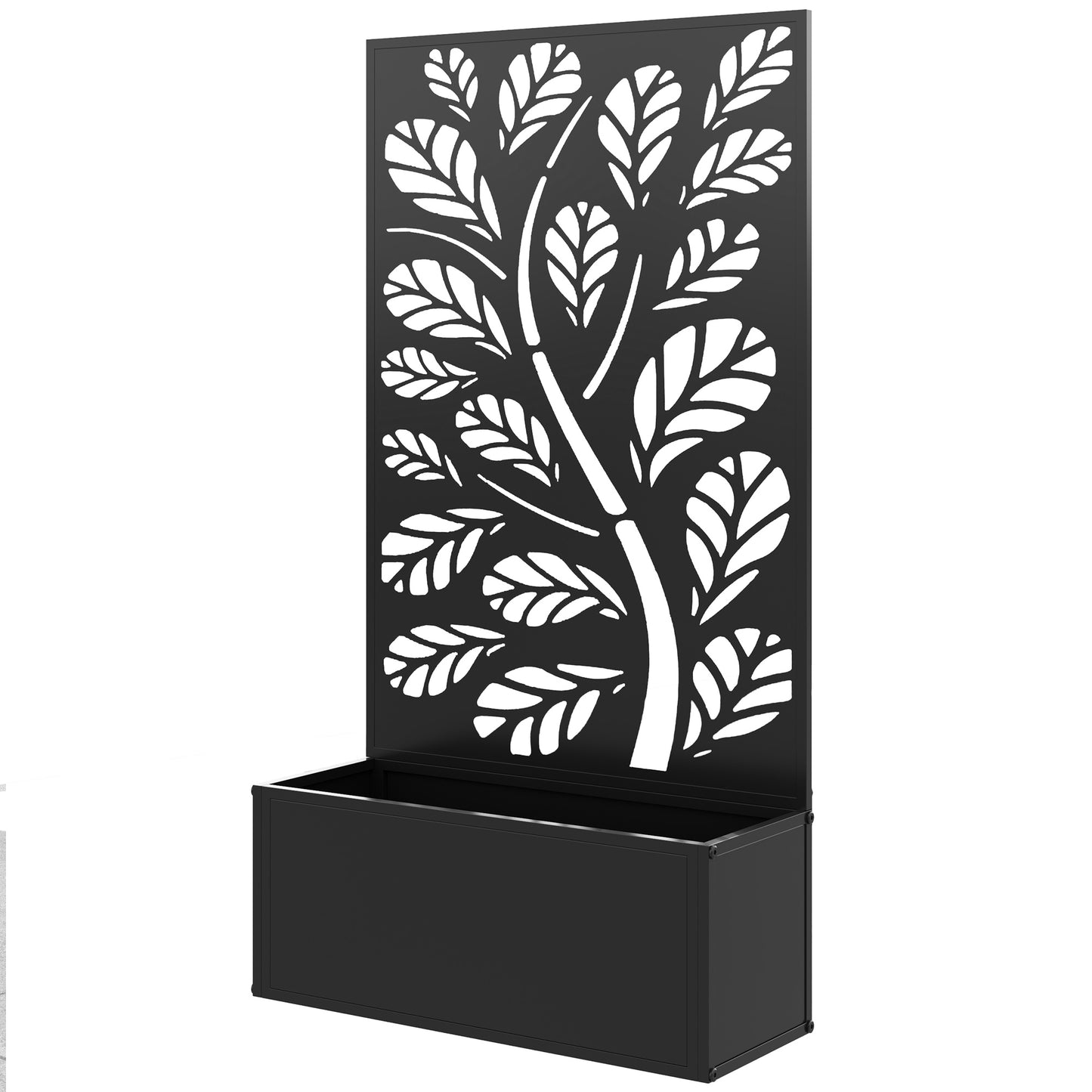 Metal Garden Bed with Trellis for Climbing Plants Black 960x680x65mm