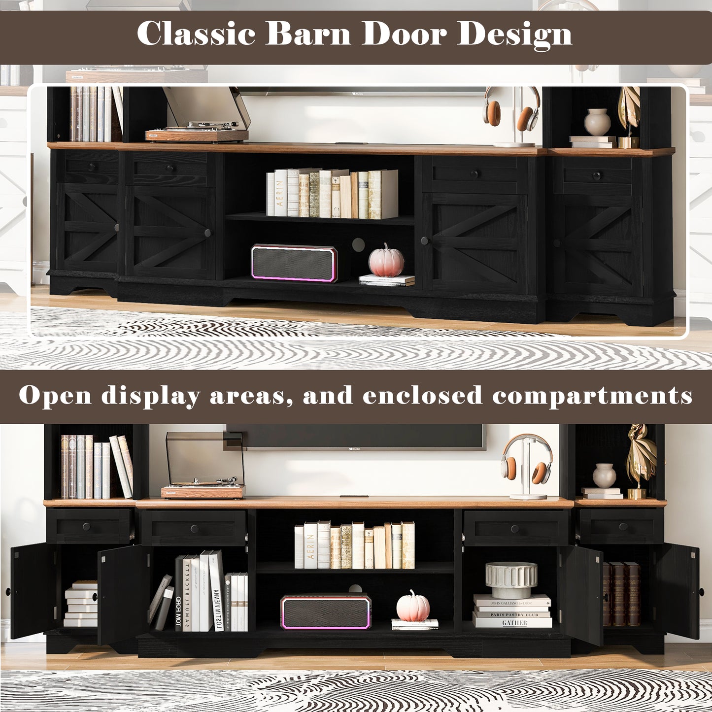 Modern 98.8" Wall Unit Entertainment Center for TVs up to 80"
