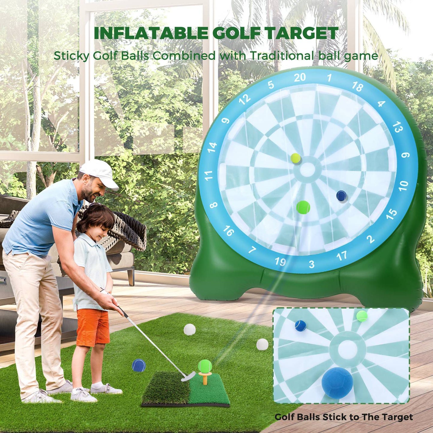 Golf Training Mat - 5x4ft Anti-Slip Hitting Turf for Indoor/Outdoor Practice