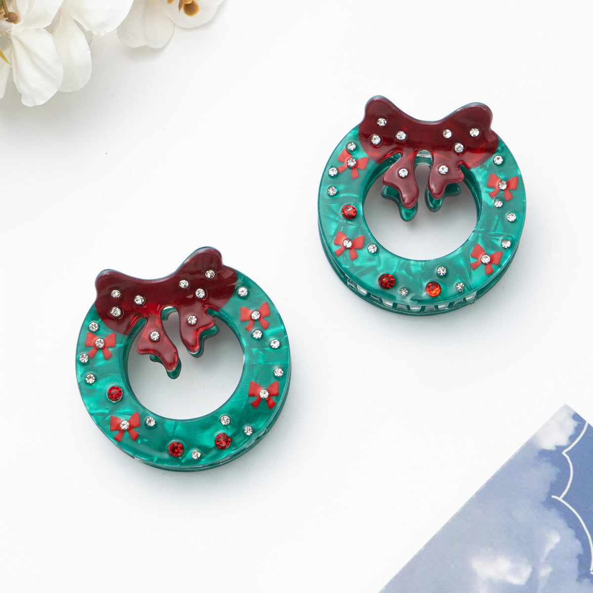 Christmas Wreath Headband - Diamond Studded Hair Accessory
