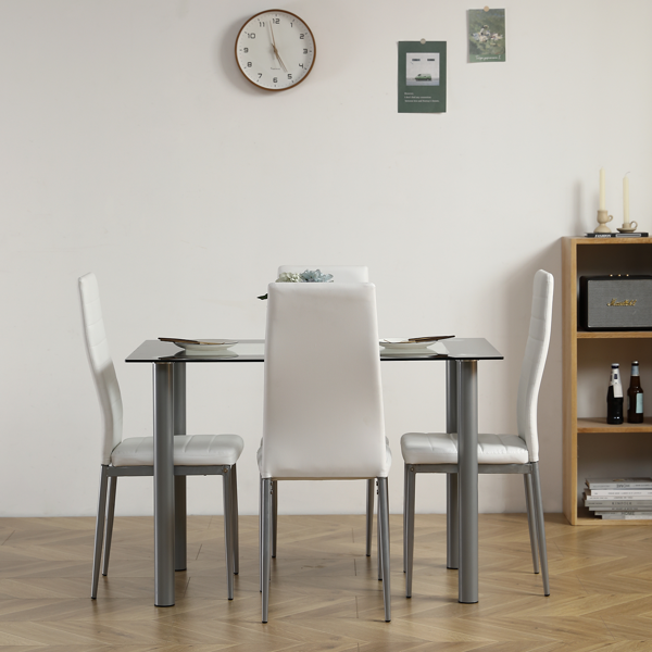 110cm Tempered Glass Dining Table with Stainless Steel Frame