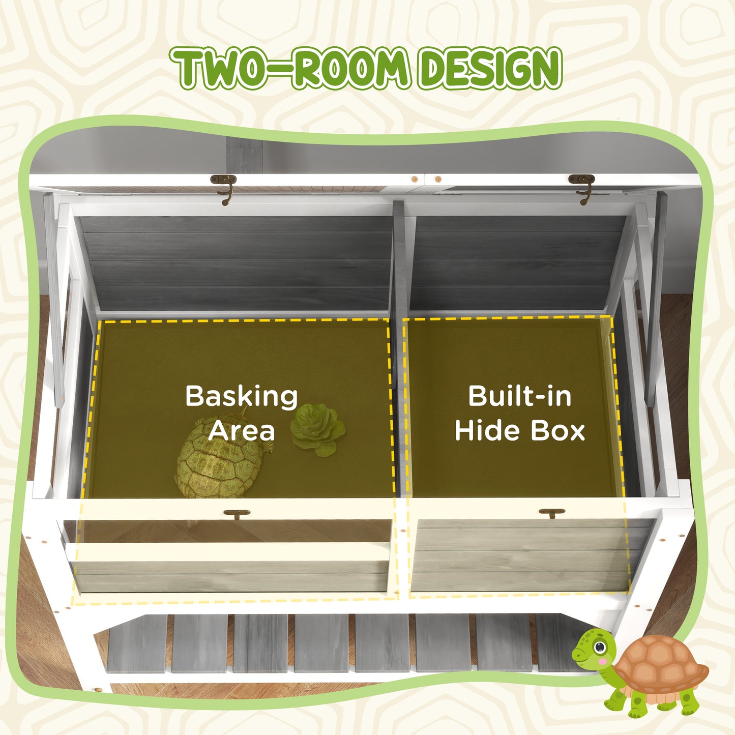Indoor Tortoise Habitat with Shelf Storage and Weather Protection - Light Gray