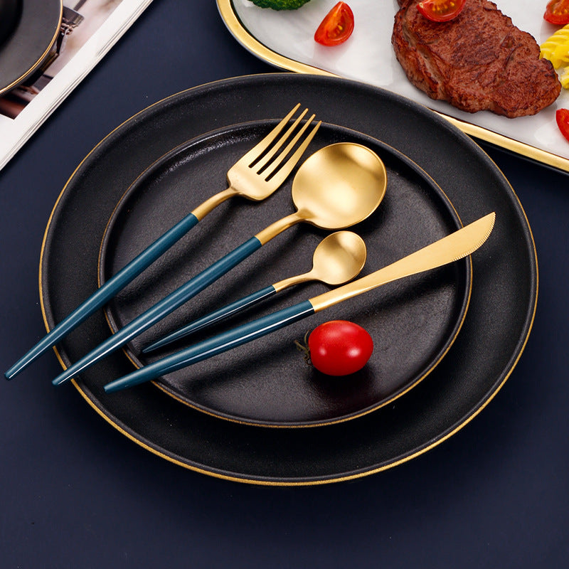 Stainless Steel Dinnerware Set - Thick Portuguese Cutlery, Silver Finish