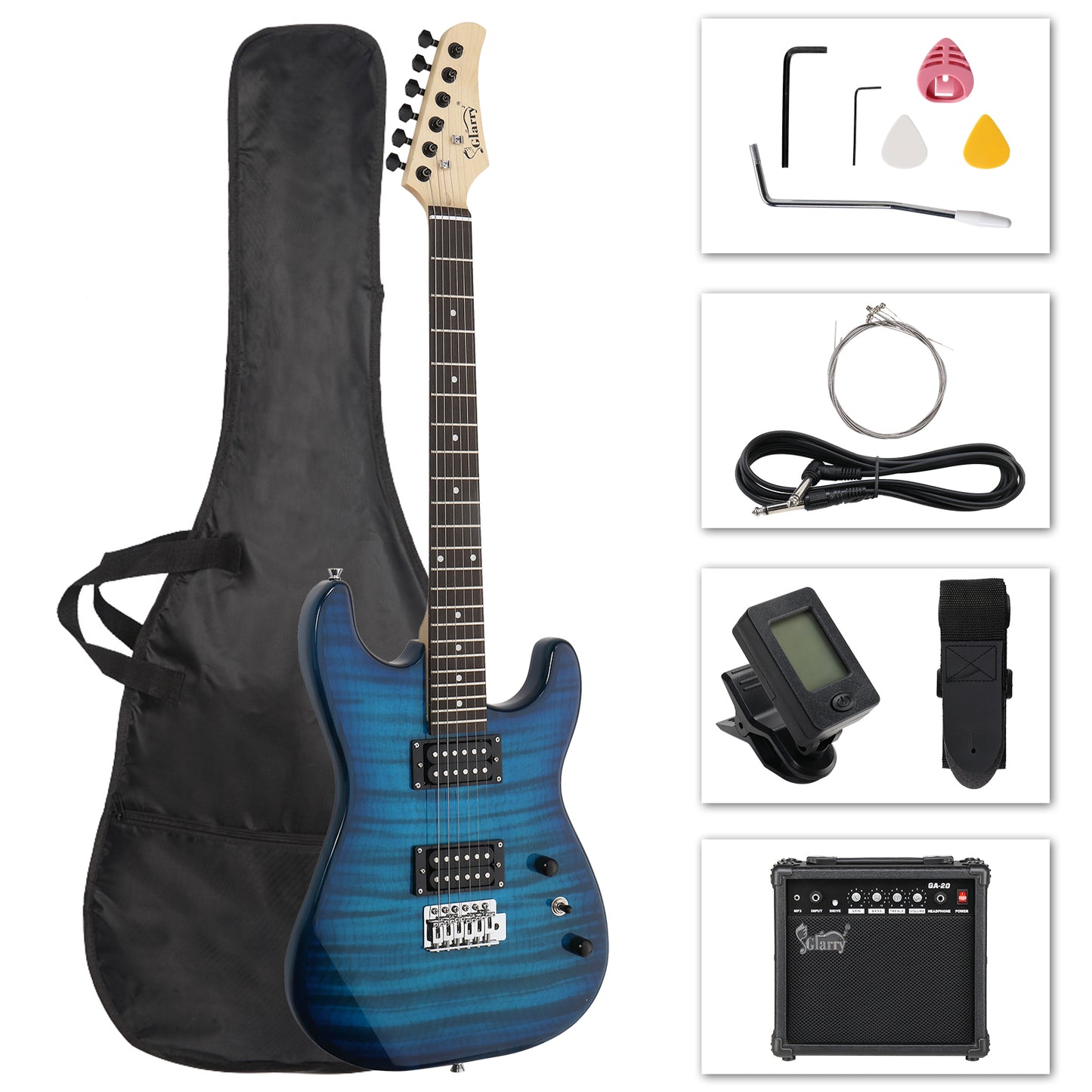Electric Guitar Kit with Speaker - Blue