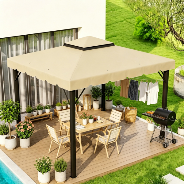 Gazebo Canopy Replacement Roof for 9.7' x 9.7' Gazebos Beige Polyester