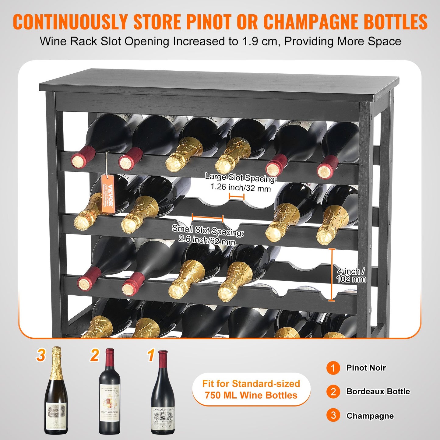 Bamboo Wine Rack - 42-Bottle 7-Tier Modular Display Shelf