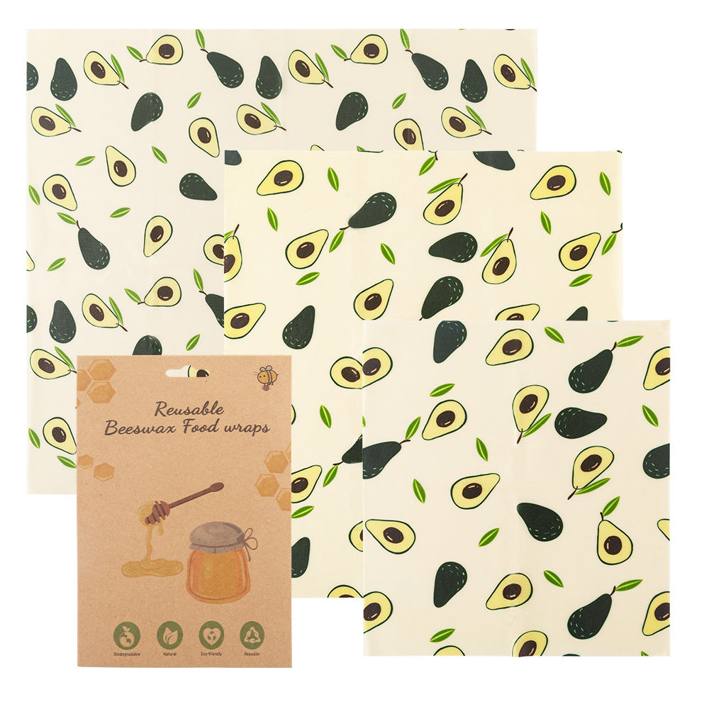 3-Piece Beeswax Food Wraps - Eco-Friendly, Reusable Food Storage Cloths